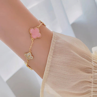 Pink Diamond Clover Bracelet – Premium Edition