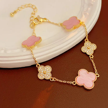 Pink Diamond Clover Bracelet – Premium Edition