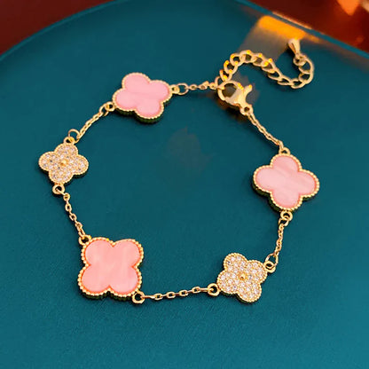 Pink Diamond Clover Bracelet – Premium Edition